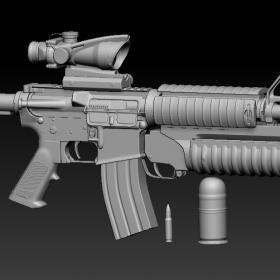 3D模型-M4A1卡宾枪 Colt M4A1 with M203